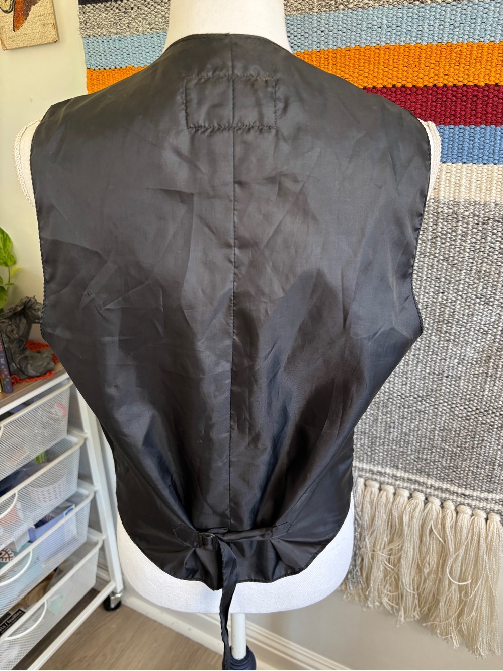 Vintage Black Suede Button-Front Vest - Picture 4 of 6